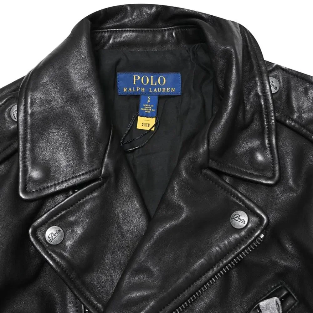 Polo Ralph Lauren Motorcycle Jacket in Black Leather